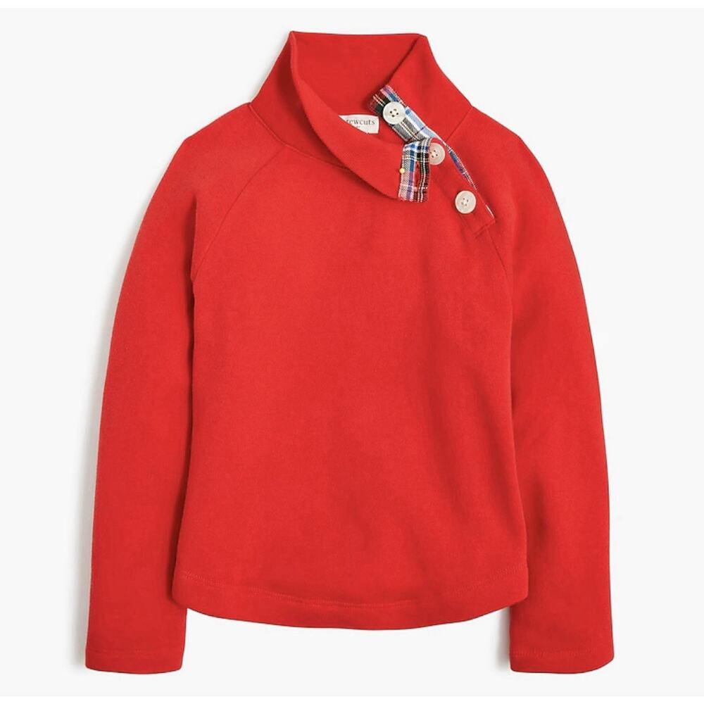 J Crew Crewcuts Girls XL‎ Red Button Neck Pullover Sweater Holiday Long Sleeve